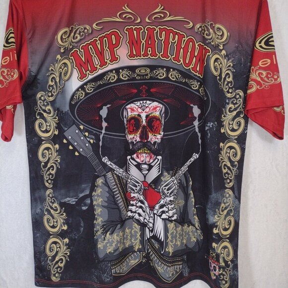 Elite MVP Nation Mens 2XL Red Shirt Polyester Graphic Shirt Dio De Los Muertos - Picture 6 of 16